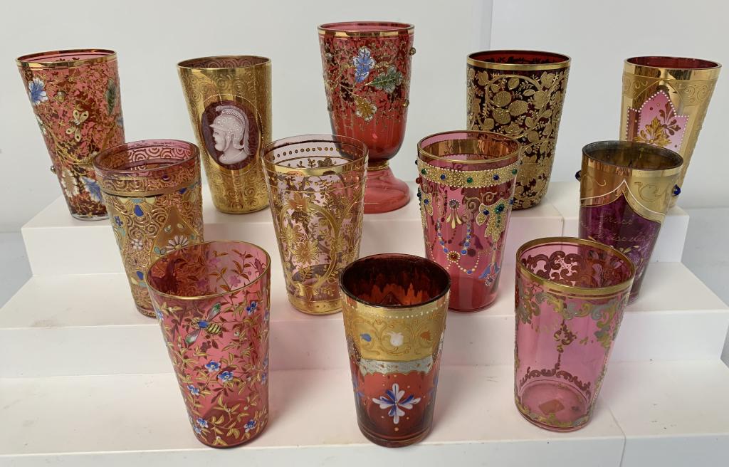 lot of 12 Moser Style Victorian Glasses (1 of 6)