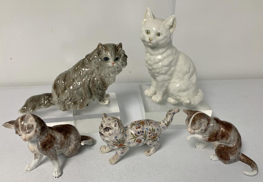 lot of 5 Ceramic Cats,Germany,Japan (1 of 16)