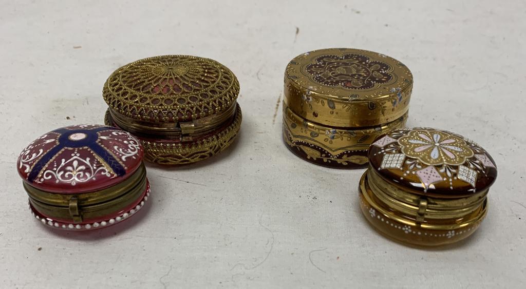Lot of 4 Moser Glass Powder/Pill Boxes (1 of 5)
