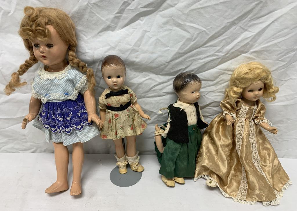 Lot of 4 dolls-2 marked Effanbee: Some Damage, See Photos, as is, Dolls & Clothing Have an Odor