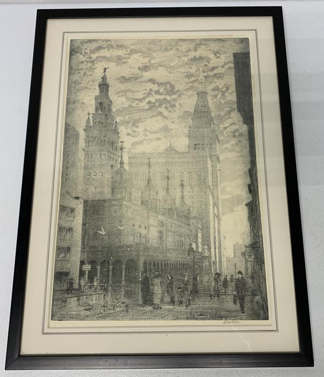 Framed Dolice etching of New York City (1 of 7)