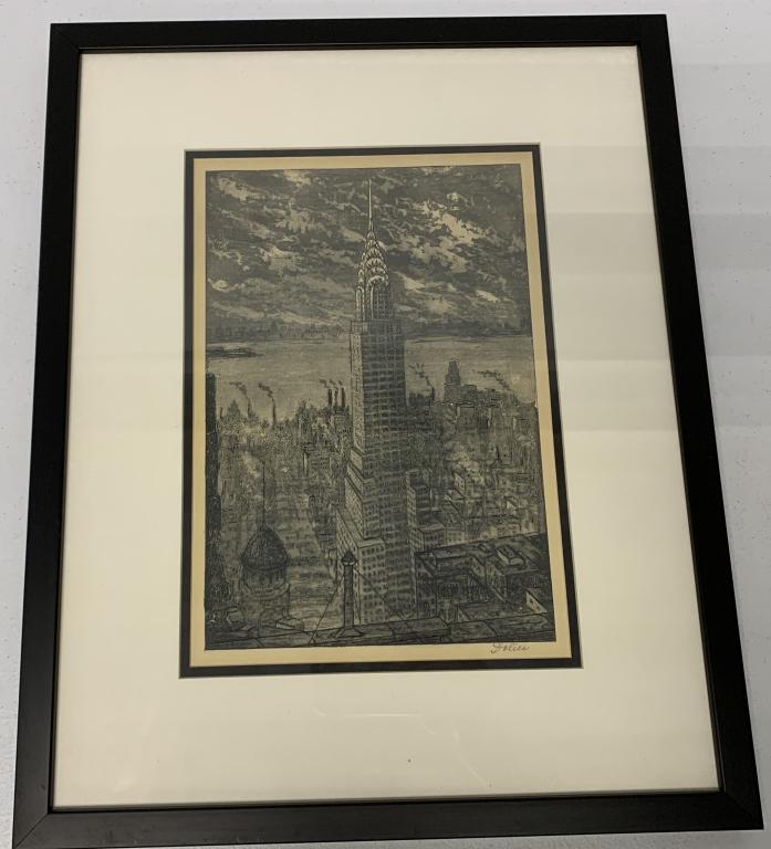 Framed Dolice etching of the Chrysler Building (1 of 5)