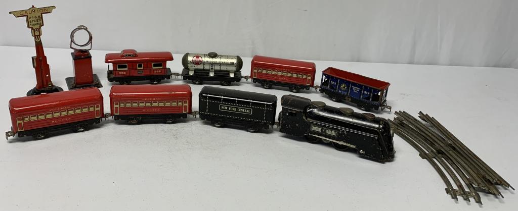 lot of 13 Tin Trains w/ Track & Accessories (1 of 4)
