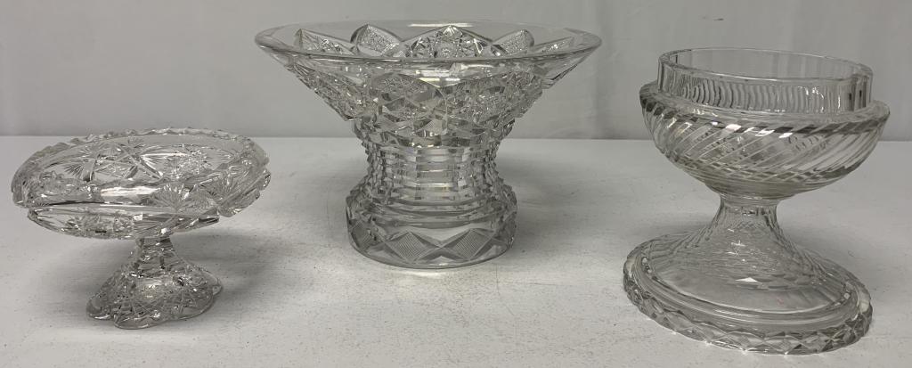 lot of 3 Cut Glass Lamp Shade, Bowl, other (1 of 5)