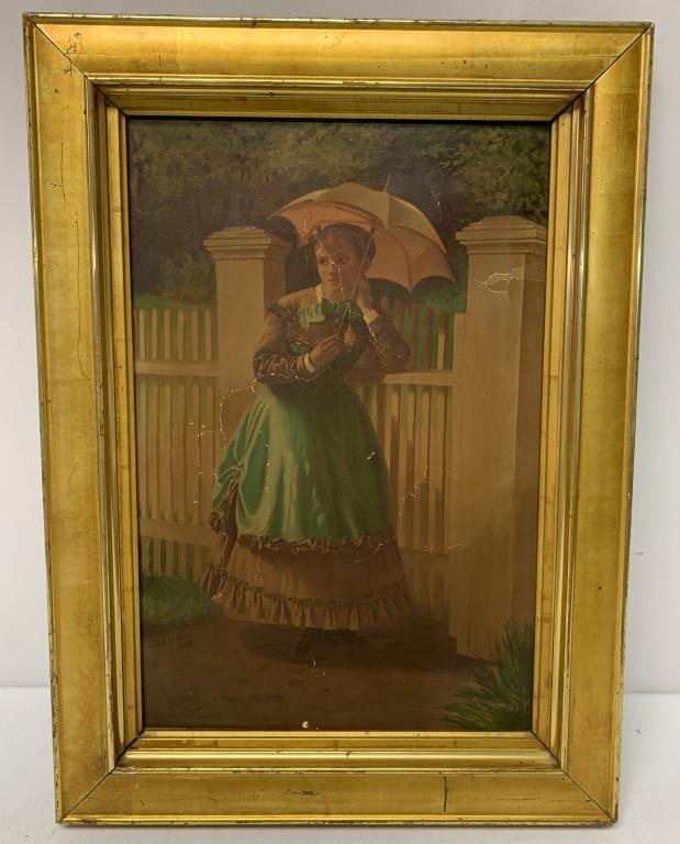 Woman w/ Parasol Painting J G Brown 1869 (1 of 4)
