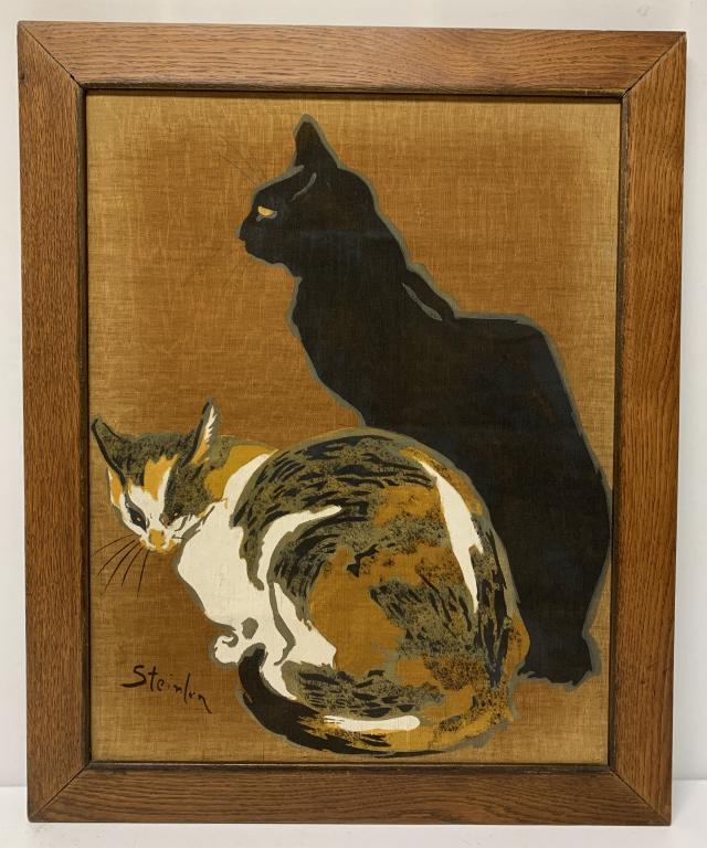 Theophile Steinlen Two Cats Pochoir on Silk (1 of 5)