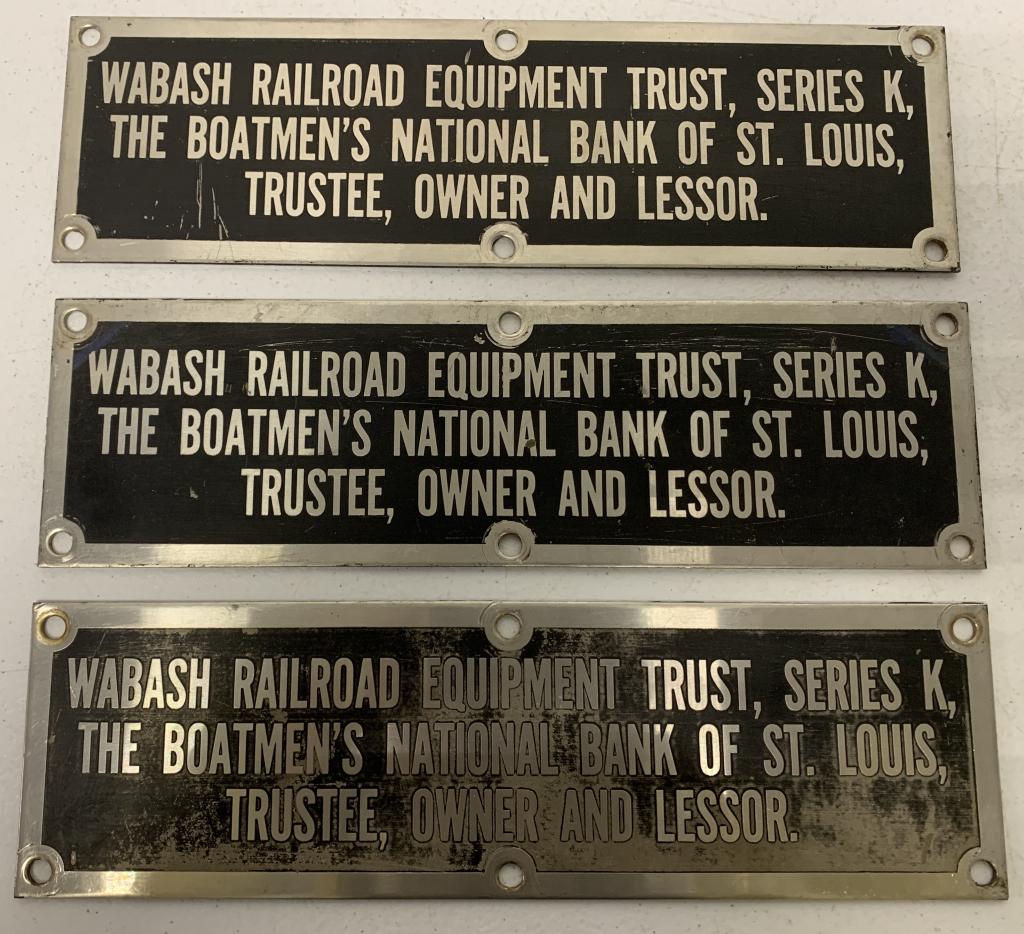 lot of 3 Wabash Railroad Equipment Trust Signs (1 of 4)