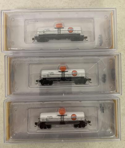 (3) Bachmann "N" 36'6 Clark Single-Dome Tank: Item # 17857 Silver Series Rolling Stock N scale in packages