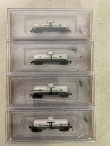 (4) Bachmann "N" 36'6" Single-Dome Tank: Quaker State, Itemm # 17858 Silver Series Rolling Stock N scale in packages