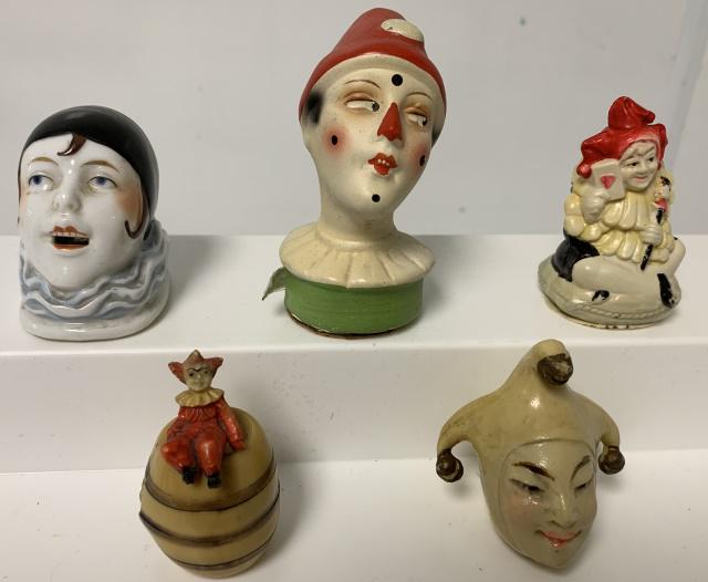 4 Celluloid 1 Glass Clown Tape Measures (1 of 4)