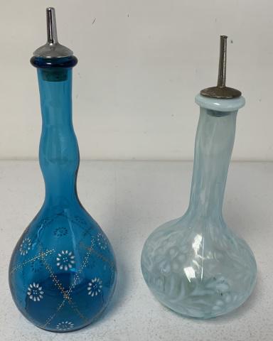 Fenton Daisy & Fern + blue glass barber bottles (1 of 6)