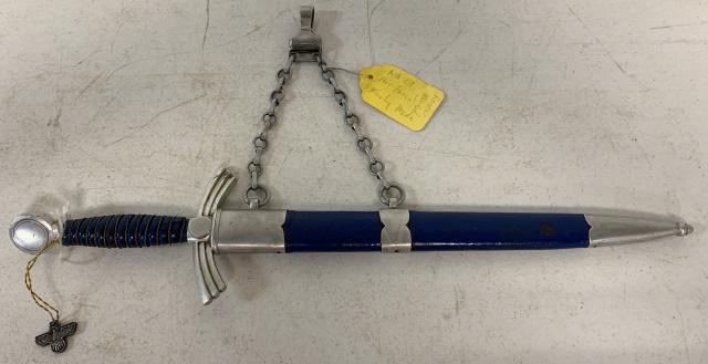 Dagger w/ Sheath: authenticity unknown, stamped WKG on blade, dagger and sheath have some wear