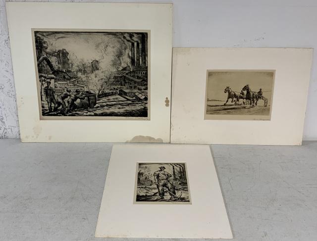 lot of 3 B&W Signed Etchings (1 of 7)