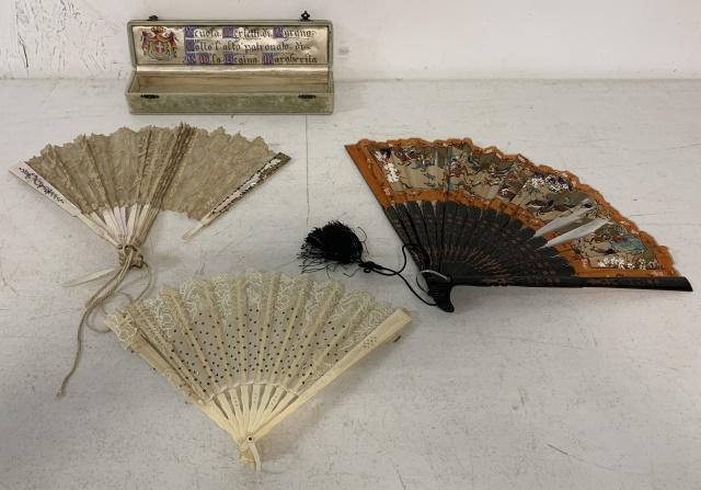 lot of 3 Old Hand Fans (1 of 6)