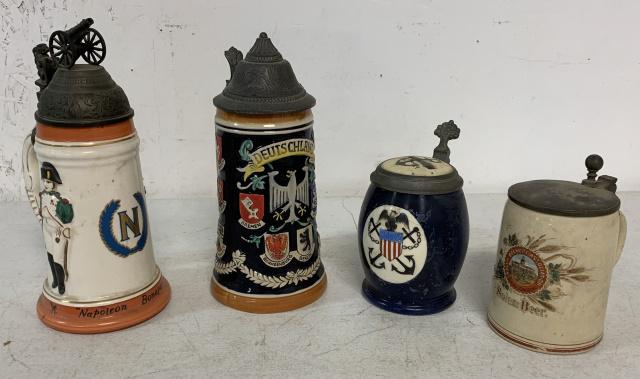 lot of 4 Beer Steins one marked Germany (1 of 8)