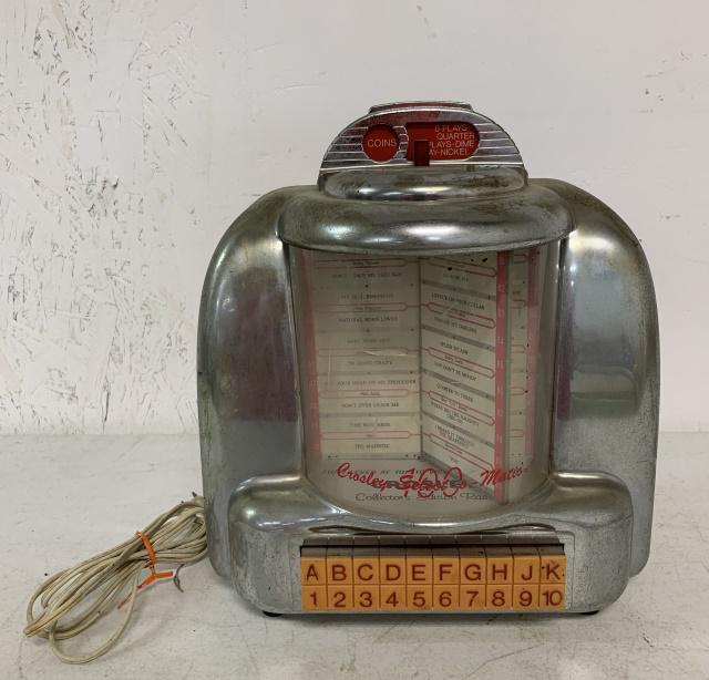 Contemporary Crosley Radio Jukebox: untested, tape player looks like it is missing the door, it is made out of plastic and the plastic is stained