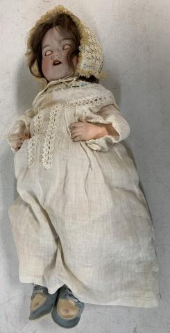 Armand Marseille doll Germany: bisque head, composition body, moveable legs and arms, some small cracks and chips to composition