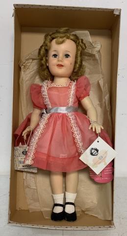 Ideal twinkle eye Shirley Temple doll in box w/tag: box has damage and has been taped