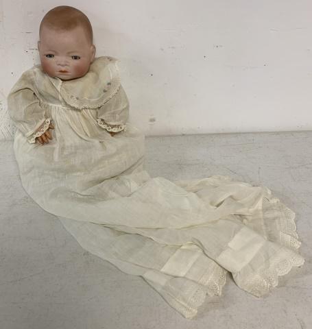 Grace S. Putnam German bisque head baby: celluloid fingers broken off one hand