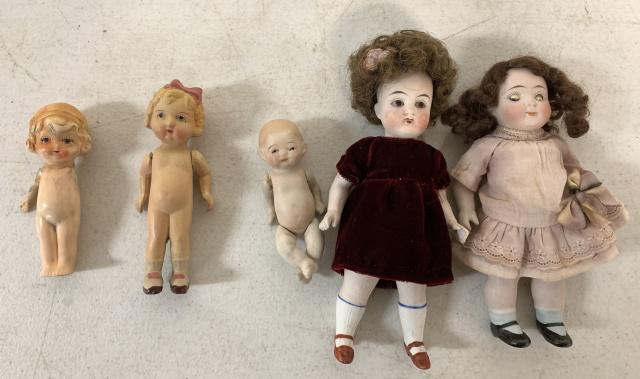 5 small bisque dolls Germany, Japan (1 of 12)