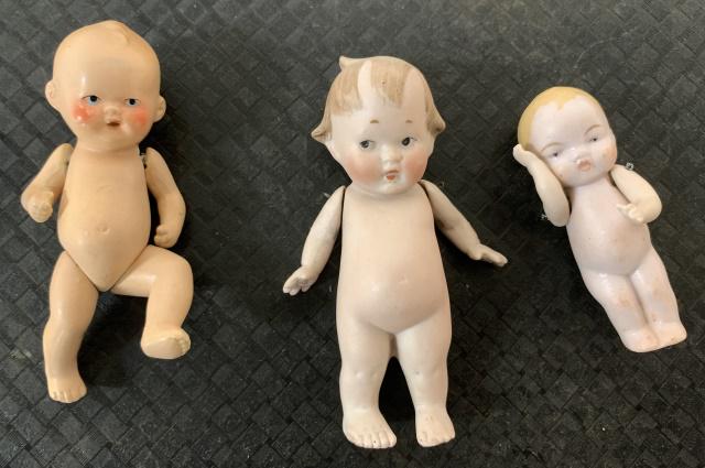 3 small bisque German baby boys: marked as shown in photos