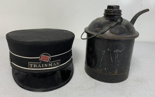 lot of 2 Eagle Oil Can & Trainman Conductor Hat (1 of 5)