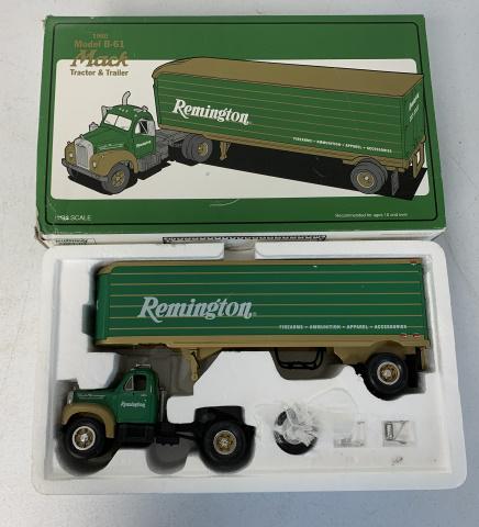First Gear '60 B-61 Mack Remington Truck/Trailer: 1/34 scale, looks like it was never out of the box, box has some light damage