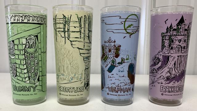 4 1960s Universal Pictures Co. monster glasses (1 of 3)