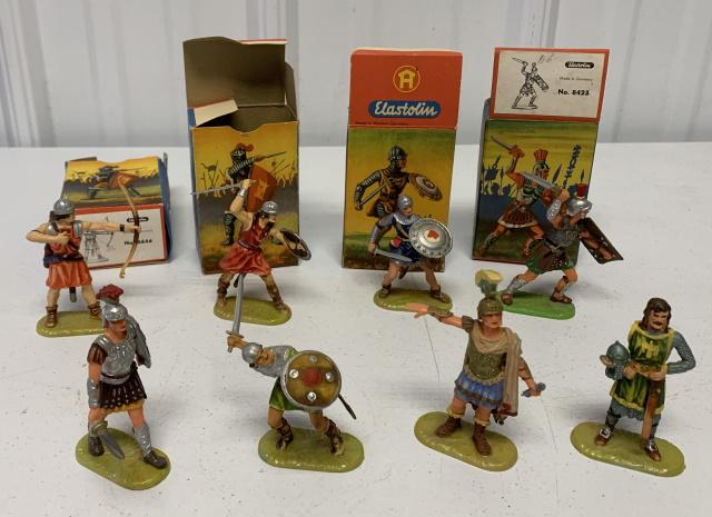 8 Elastin Warriors, 4 have boxes from Germany: see photos for condition, Archer missing bow string