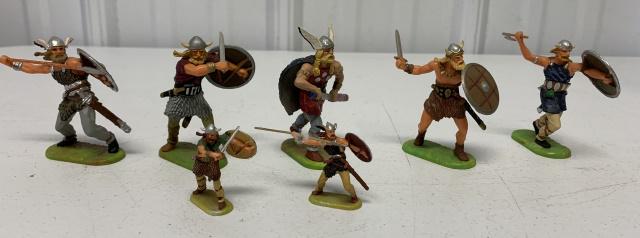 7 Elastolin Vikings from Germany: 2 different sizes, see photos for condition