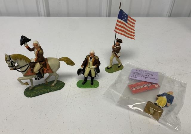 4 Elastolin/Marx George Washington & Colonial: see photos for condition