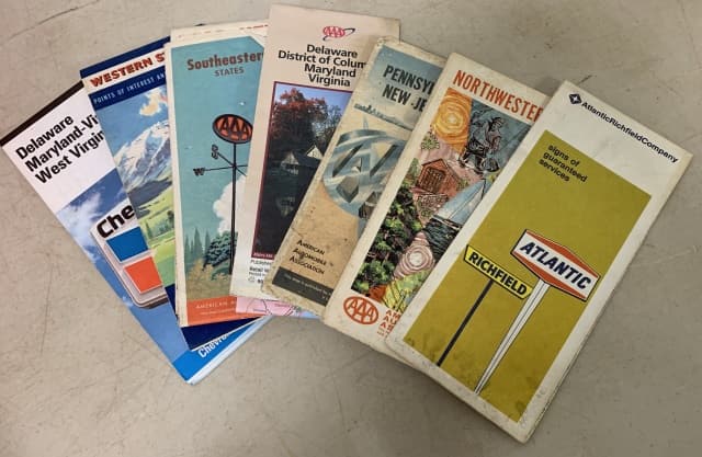 50+ Box of Old Road Maps (1 of 5)