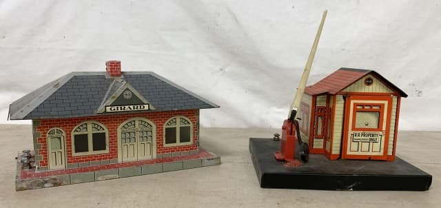 (2) Marx Tin Train Station & Railroad Gate/Station (1 of 7)