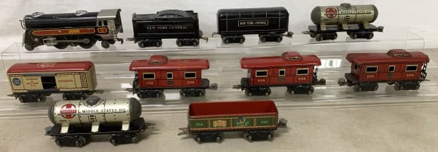 lot of 10 Tin Marx Train Cars & Engine/ others (1 of 7)