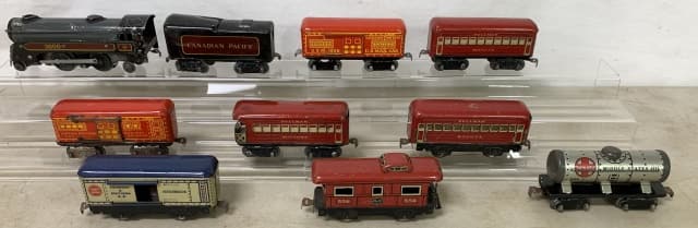 lot of 10 Tin Marx Train Cars & Engine/ others (1 of 6)