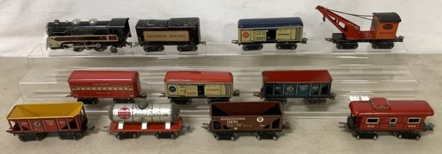 lot of 11 Tin Marx Train Cars, Engine & others (1 of 6)