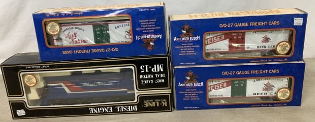 (4) Anheuser-Busch Boxcars & K-Line Engine (1 of 4)