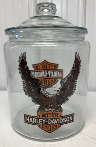 Contemporary Glass Harley Davidson Cookie Jar (1 of 2)
