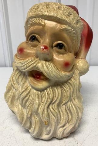 Chalkware Santa Head Bank (1 of 4)