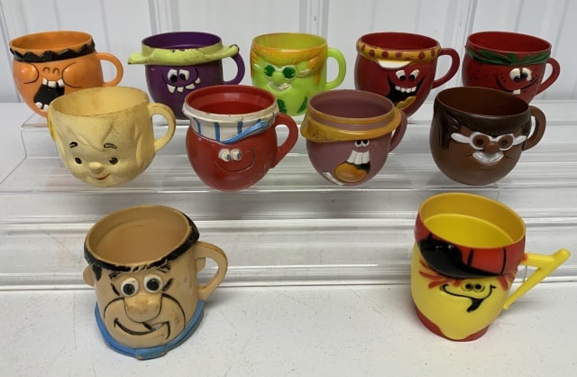 (11) Pillsbury Co.Character Plastic Mugs: various years,in 70's,some color missing