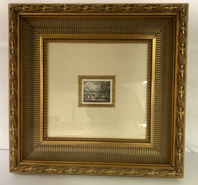 Landscape w/ A Setting Dog & A Partridge: by William Blake, engraving printed in black ink on thick wove paper, comes with a non guaranteed COA from Global Fine Art, 22" X 22 1/2"