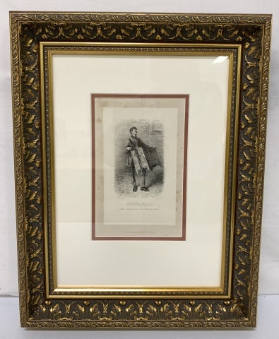 Framed Druck a Verlag von P. Kaeser in Wein: some discoloring on brown border, 17" X 21"