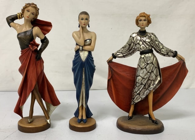 lot of 3 Anri Wooden Hand Carved Women (1 of 6)