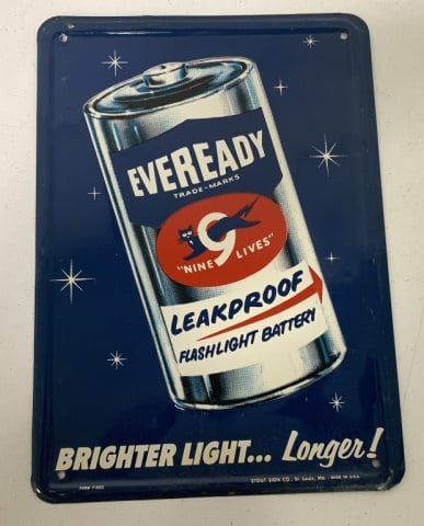 Single Side Tin Eveready Battery Sign (1 of 5)
