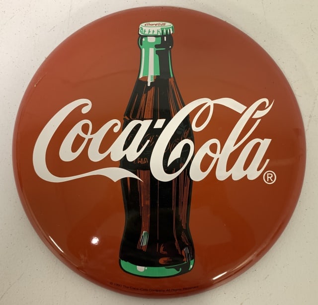 Contemporary Metal Coca Cola Button Sign (1 of 5)