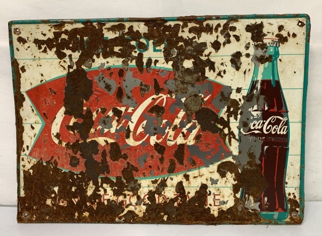 Heavy Tin Ice Cold Coca Cola Sign (1 of 4)