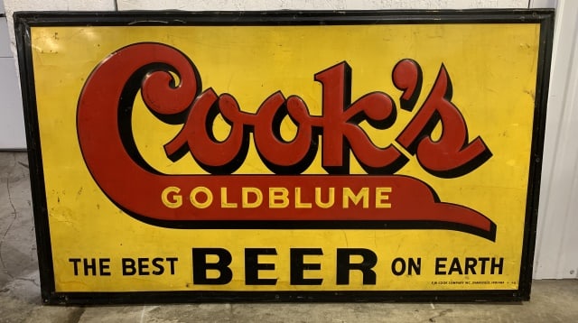 Single Side Tin Cook's Goldblume Beer Sign (1 of 5)