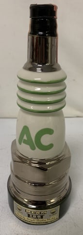 Jim Beam AC Sparkplug decanter: empty, some wear from use