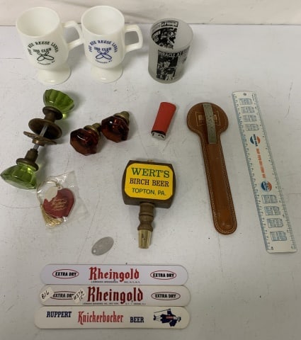 lot of mugs, door knobs, beer adv, ruler etc (1 of 9)