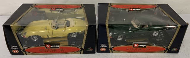 2 Bburago Jaguar "E" Type diecast cars in boxes (1 of 5)